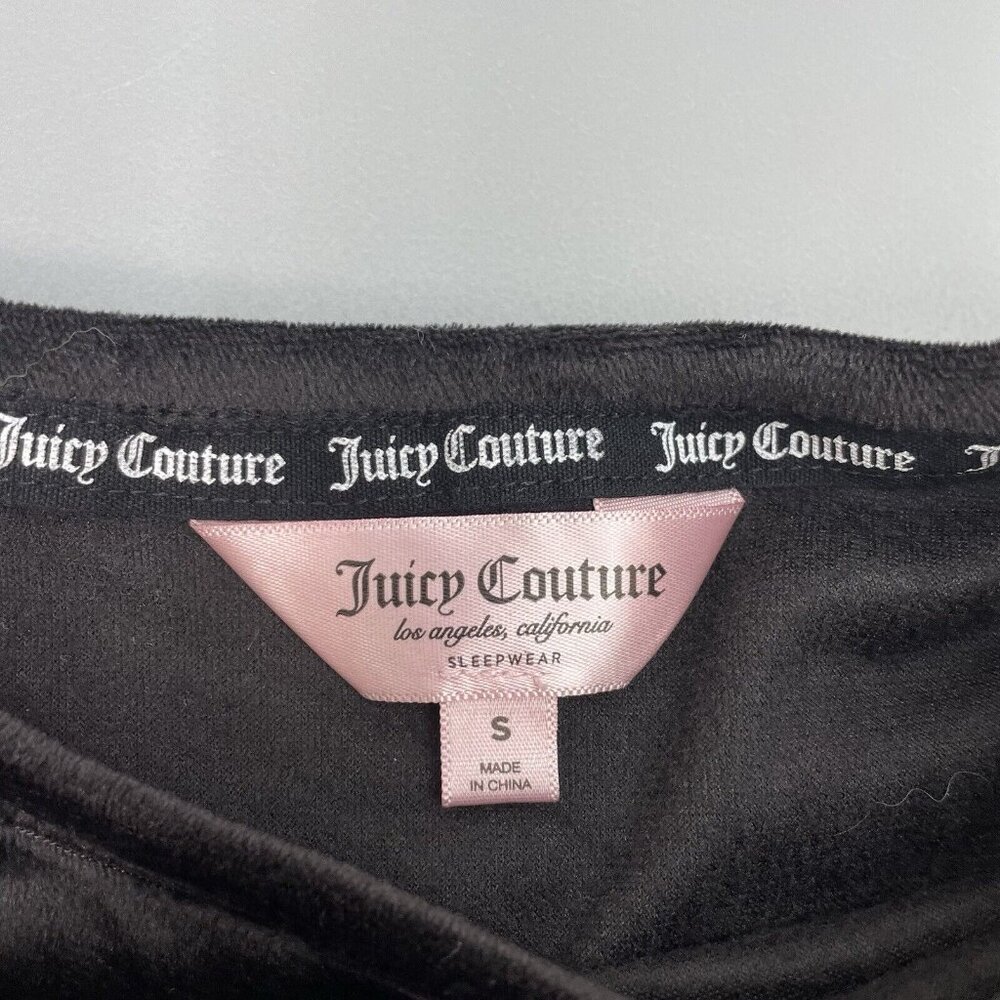 Juicy Couture Pajama Top Sleepwear Rhinestone Bling Logo Velour Black Womens S - Picture 4 of 9